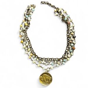 Native American Theme Multi Strand Adjustable Necklace